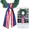 Patriotic Satin Wreath Sash for Front Door, Embroidery‑Ready Ribbon for Monogramming, 4th of July Door Decor & Garland Accessory for Indoor Outdoor Use